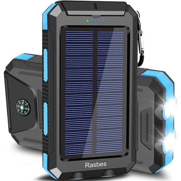Solar Charger, 20000mAh Portable Solar Power Bank IPX5 Waterproof